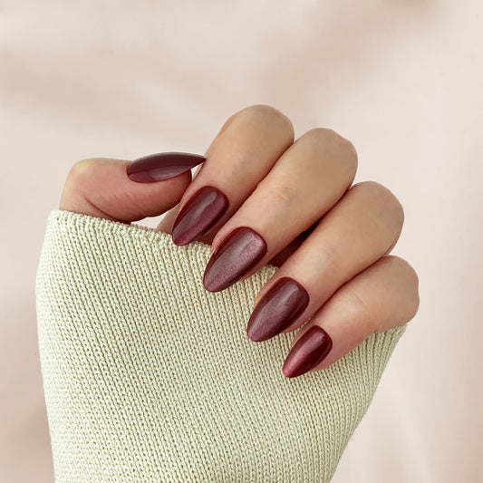 Red Wine - Qeera Nails - Faux ongles réutilisables