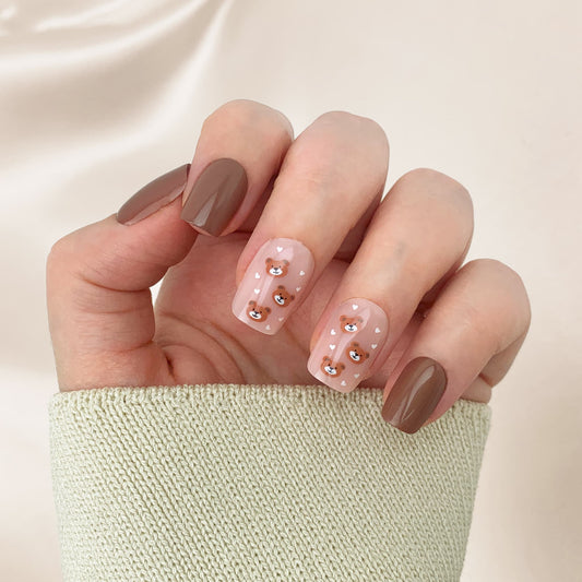 Teddy Bear - Qeera Nails - Faux ongles réutilisables